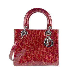 CHRISTIAN DIOR Red Leather Shoulder Bag